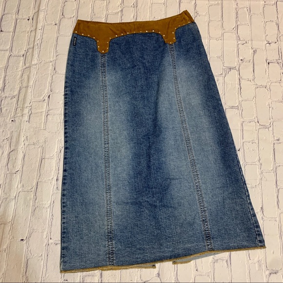 U.S. Polo Assn. Dresses & Skirts - US Polo Assn Denim Faux Suede Western Maxi Skirt